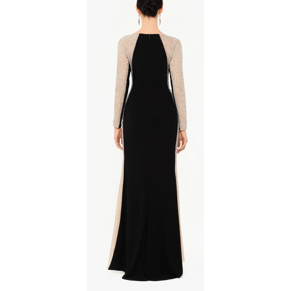 Xscape Black and Gold Long Sleeve Dress - Picture 2 of 13